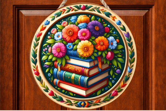 Colorful Floral Book Stack Door Sign Review