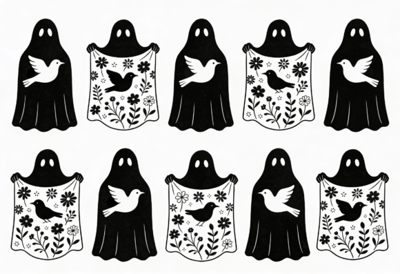 Cute Ghost Floral Bird Sublimation PNG Review