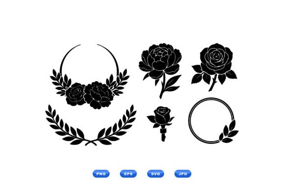 Elegant Floral Wreath Clipart for Real Embroidery