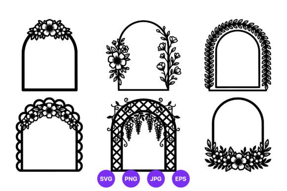 Floral Arched Frames Black and White