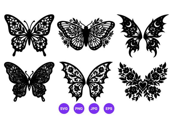 Floral Moon Butterfly Wings Vector Review