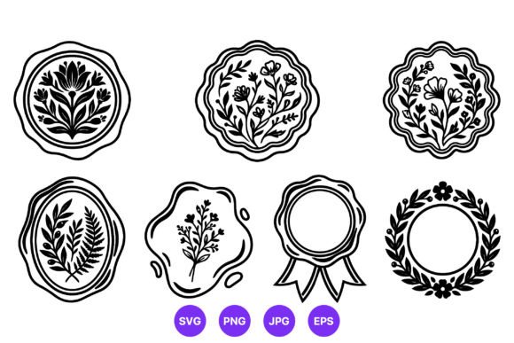 Floral Stamp Vector Wreath Black White Review