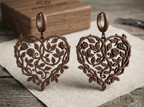 Floral Vine Heart Earring Laser Cut Review