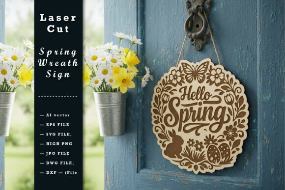 Laser Cut Spring Door Wreath Sign SVG Review