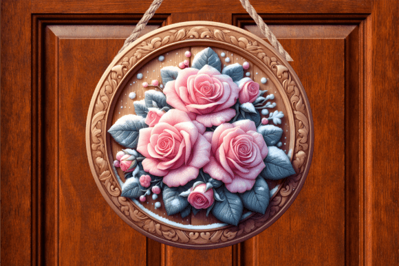 Pink Rose Floral Wooden Round Door Sign Review