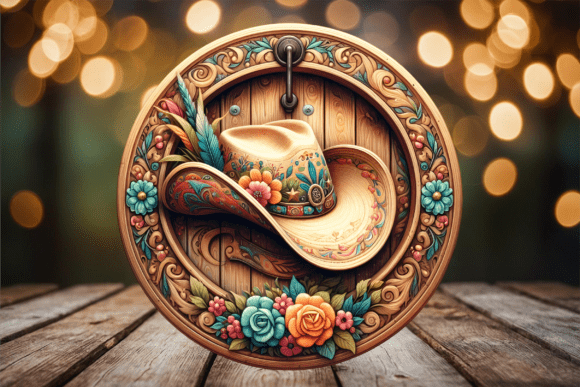 Rustic Round Floral Cowboy Hat Door Sign Review