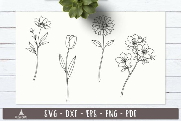 Spring Flower SVG Line Art Garden Design Review